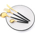 48pcs Black Gold Cutlery Set Knife Fork Coffee Spoon Dinnerware Stainless Steel Tableware Flatware Western Kitchen Silverware