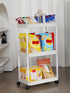 Plastic Rolling Utility Cart with Handle Storage Trolley for Office, Living Room, Kitchen, Movable Storage Organizer with Wheel