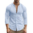 Men's Henry Shirts Cotton Linen Slim Fit Causal Hawaiian Solid Color Basic Style Spring Summer Breathable Men Clothing - Evallys.com