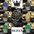 OLEVS Men's Watches Top Brand Luxury Watch for Men Original Waterproof Stainless Steel Chronograph Moon Phase Date Rota Dial - Evallys.com