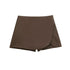 TRAF Asymmetrical Skort – High Waist Black Mini Skirt Shorts - Evallys.com