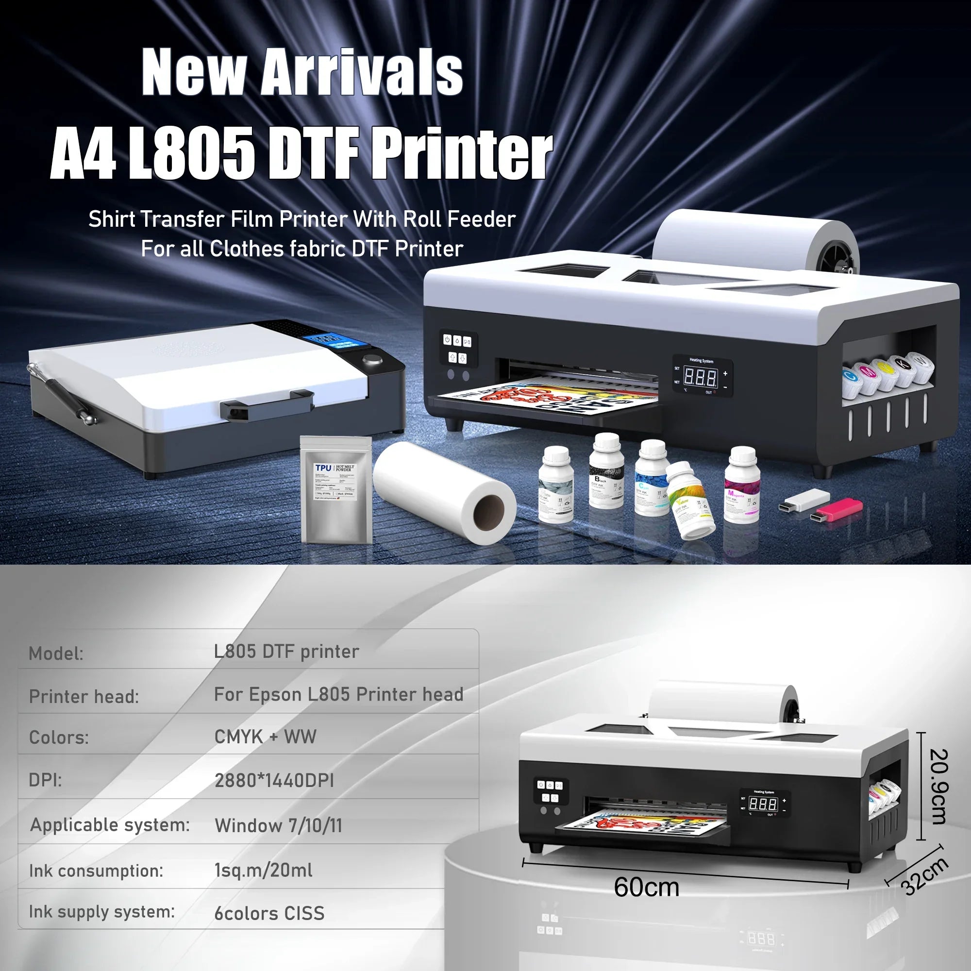 A3 XP600 DTF Printer A4 L805 DTF Printer T shirt Printing Machine Impresora dtf Directly to Film Printer A3 A4 UV DTF Printer - Evallys.com