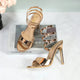 GLAZE Women's Strappy Gold Stilettos - Lace-Up Ankle Wrap Heels with Cushioned Insole for Parties & Formal Events - Evallys.com