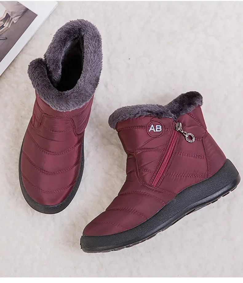 Women's Boots Women's Ankle Boots With Fur Winter Shoes Women Low Heels Winter Boots Snow Waterproof Botas Mujer Winter Footwear - Evallys.com