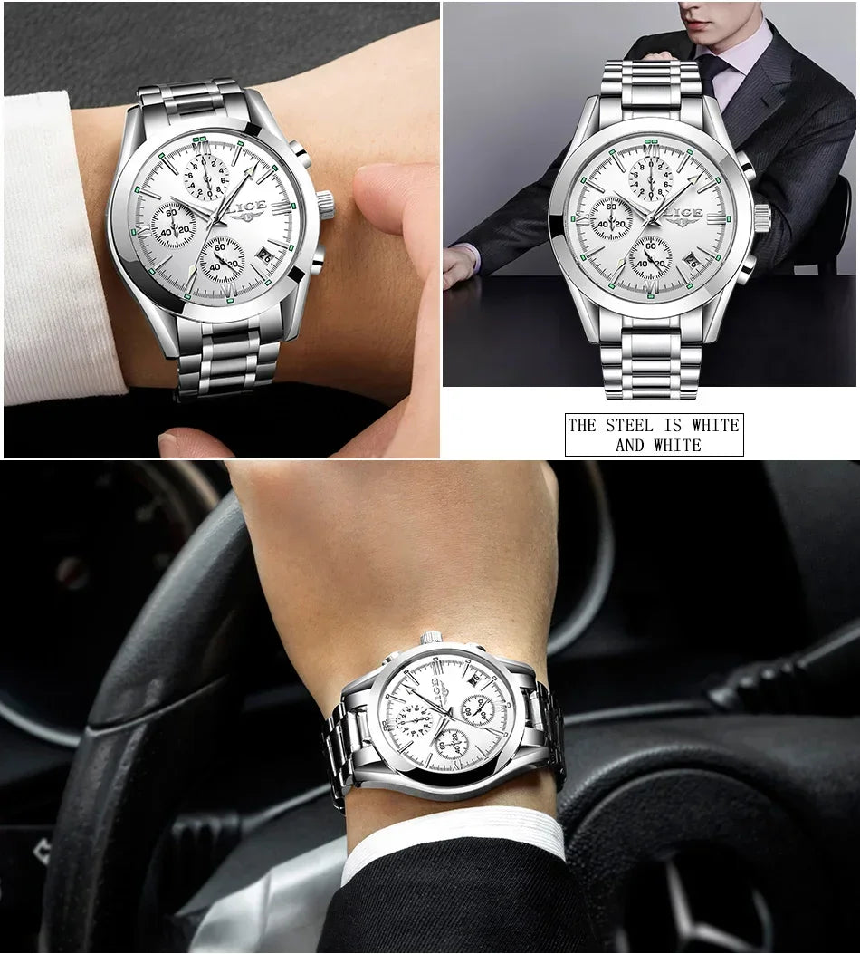 LIGE Men Watch Top Brand Luxury Waterproof Luminous Sport Wristwatch Quartz Military Genuine Leather Relogios Masculino+Box - Evallys.com
