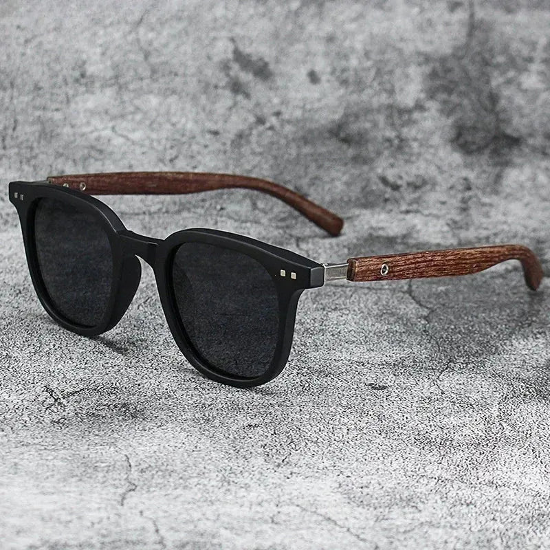 Sunglasses for Men Women's Trendy Retro Wood Grain Polarized UV Protection Eyewear Cycling Outdoor Street Photography - Evallys.com