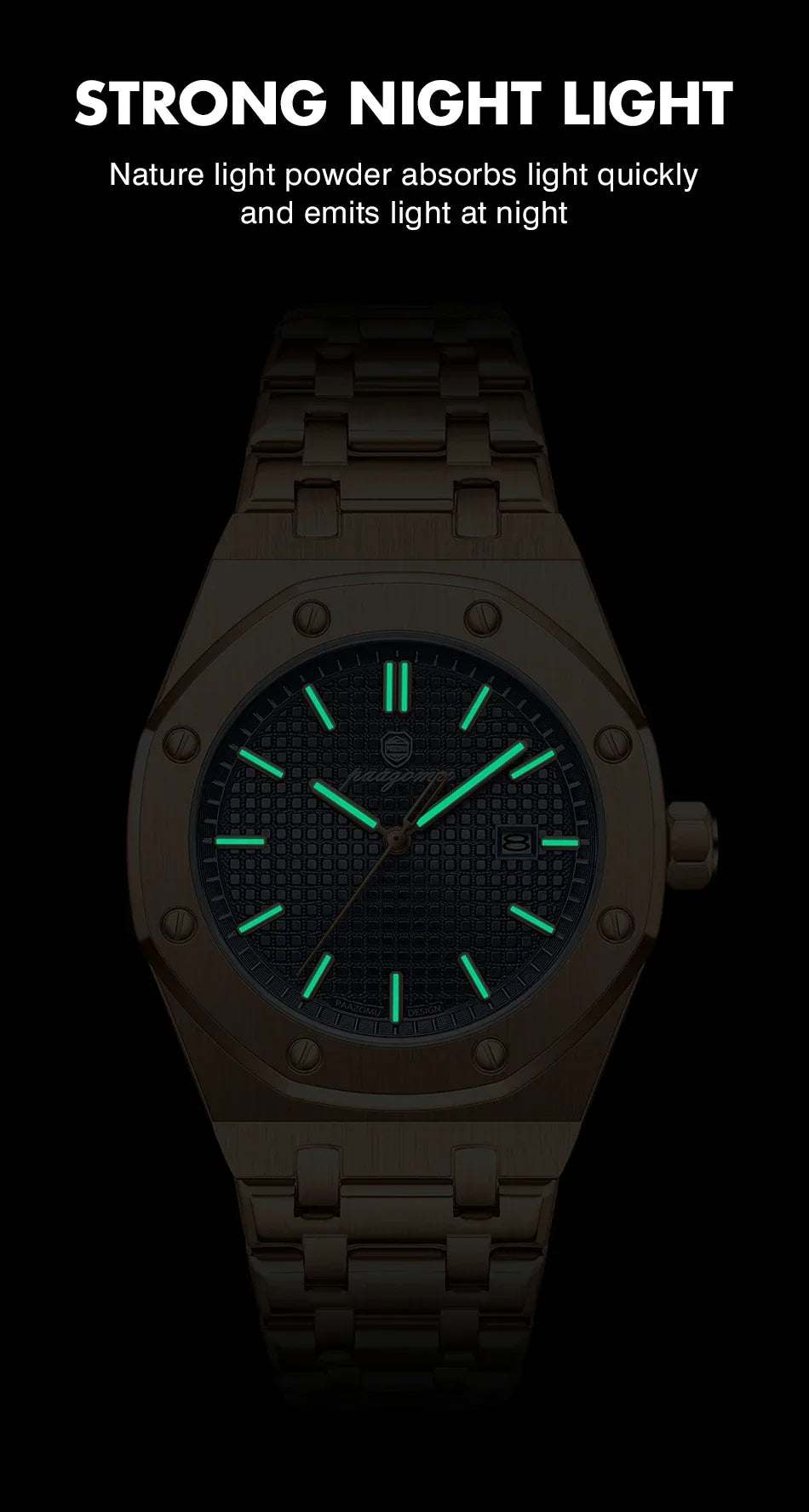 PENGAGAR Square Luxury Men Wristwatch Waterproof Luminous Date Stainless Steel Male Clock Business Sports Quartz Watches For Men - Evallys.com