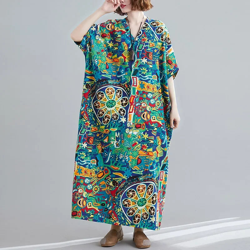 Bohemian Summer Maxi Dress – Vintage Loose Beach Streetwear - Evallys.com