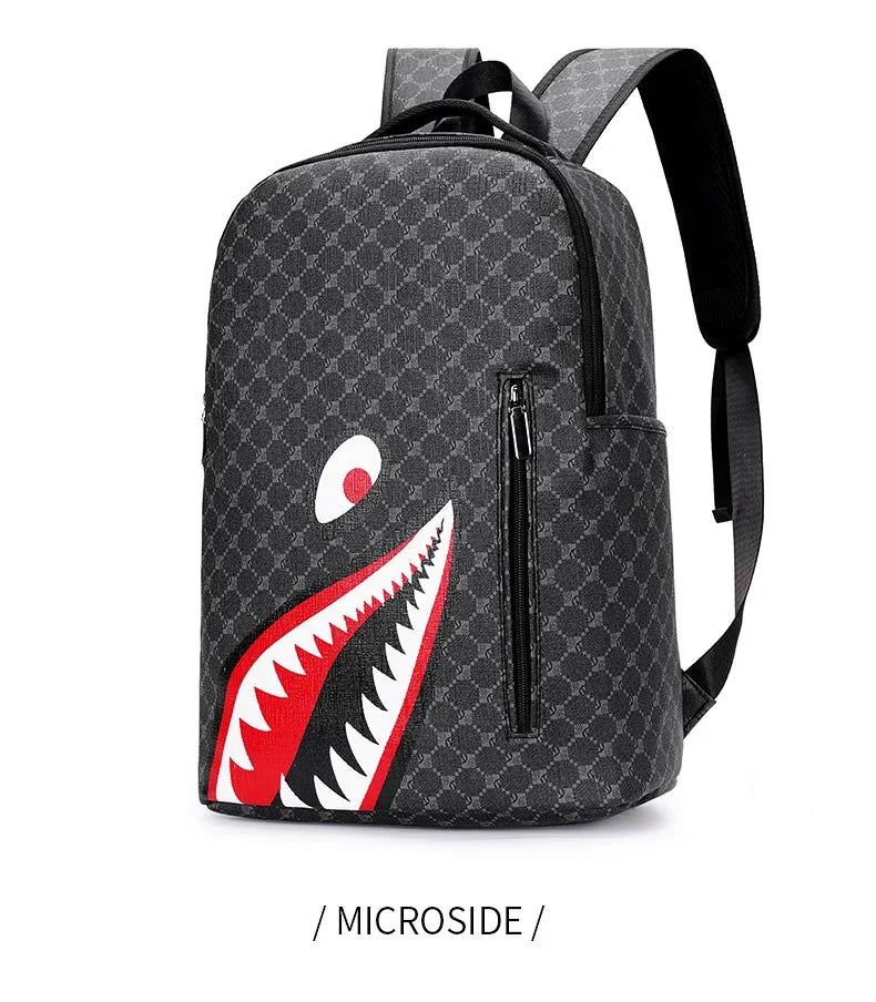 Shark Mouth Plaid Backpack – Large Laptop Bag for School & College - Evallys.com