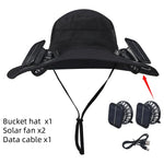 Solar Fan Sun Hat – Wide Brim Outdoor UV Protection Fishing Hat - Evallys.com