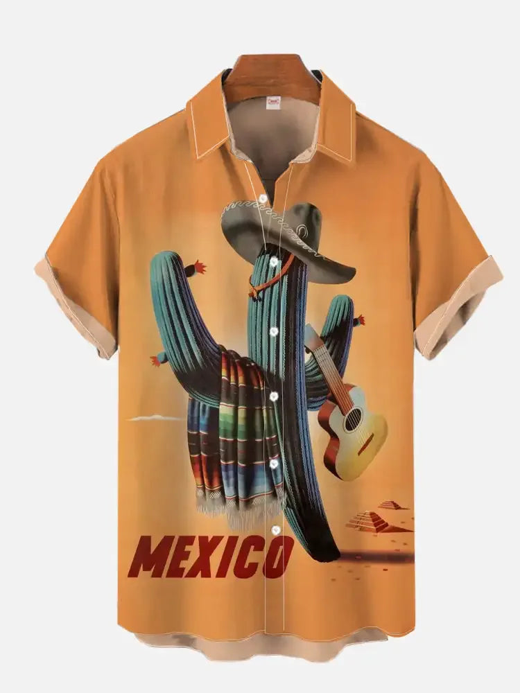 2024 Fashion Men's Hawaiian shirts Mexican Style Colorful Graffiti Art Poster Prints Short Sleeve Shirt Hawaii style clothing - Evallys.com