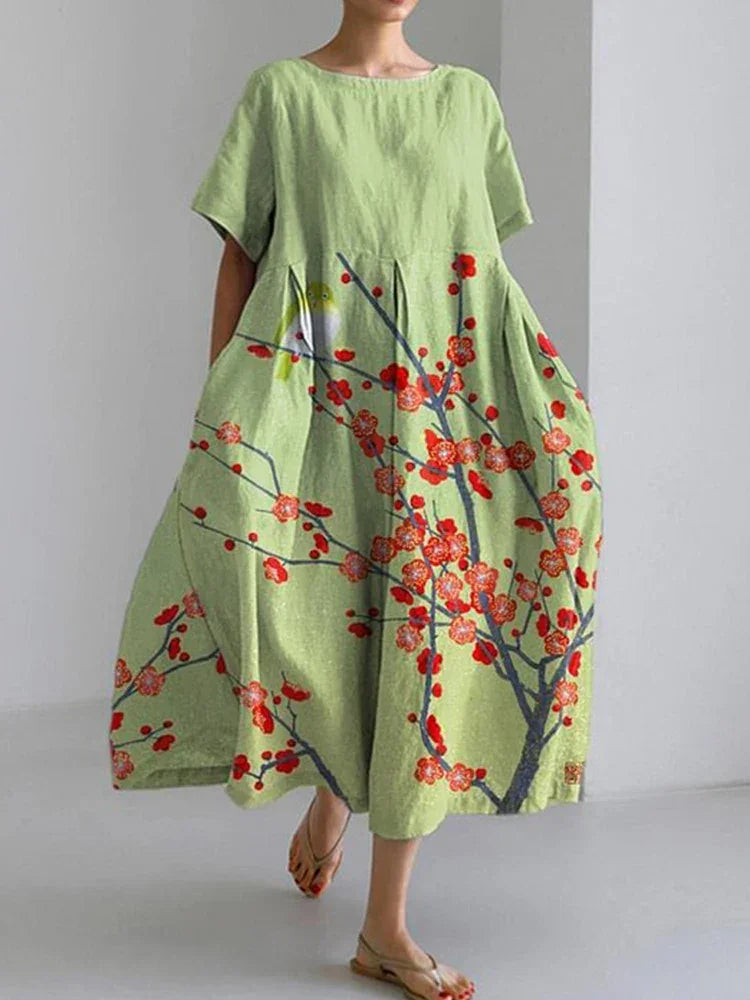 2024 Women’s Summer Fish Print Dress – Casual Loose Mid-Calf Dress - Evallys.com