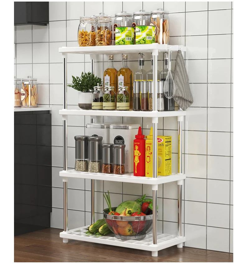Four-Layer Multi-Functional Storage Rack Bathroom Living Room Organizing Rack Kitchen Bedroom Shelf Plastic Floor-Standing Storage Rack Bathroom Storage Storage Rack