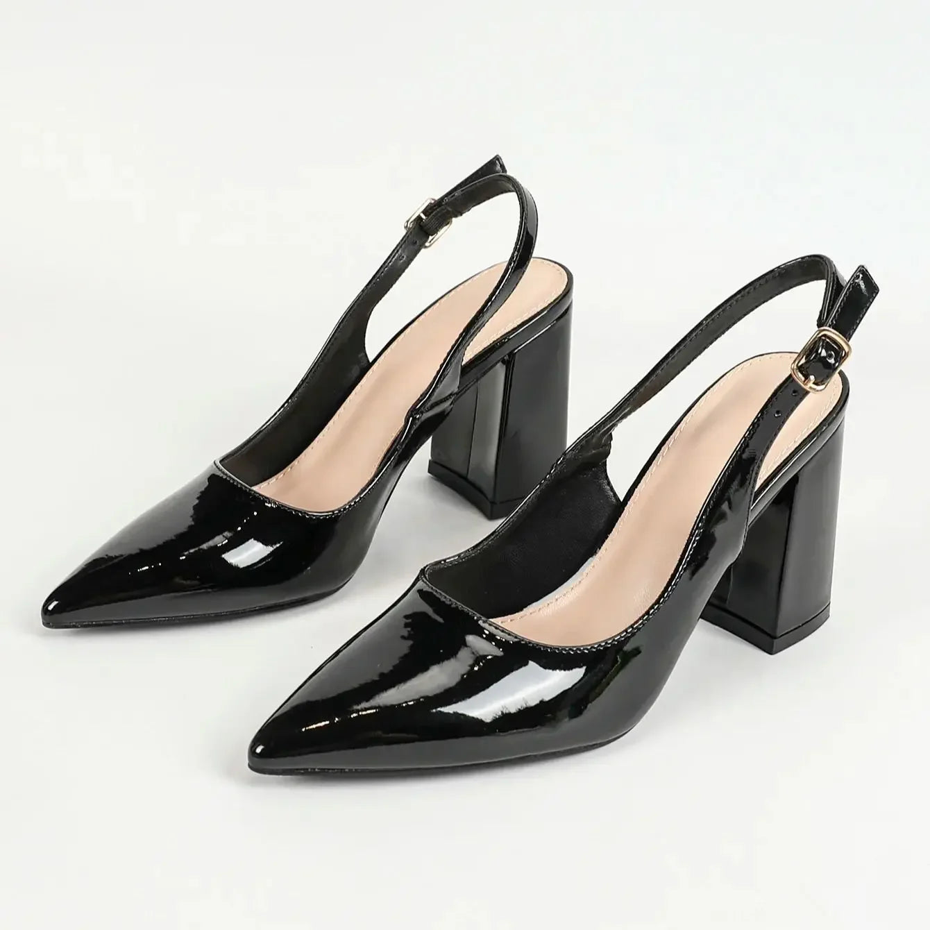 Women's Slingback Closed Toe Block Chunky Low Heel Pumps Office Wedding Party Dress Shoes - Evallys.com