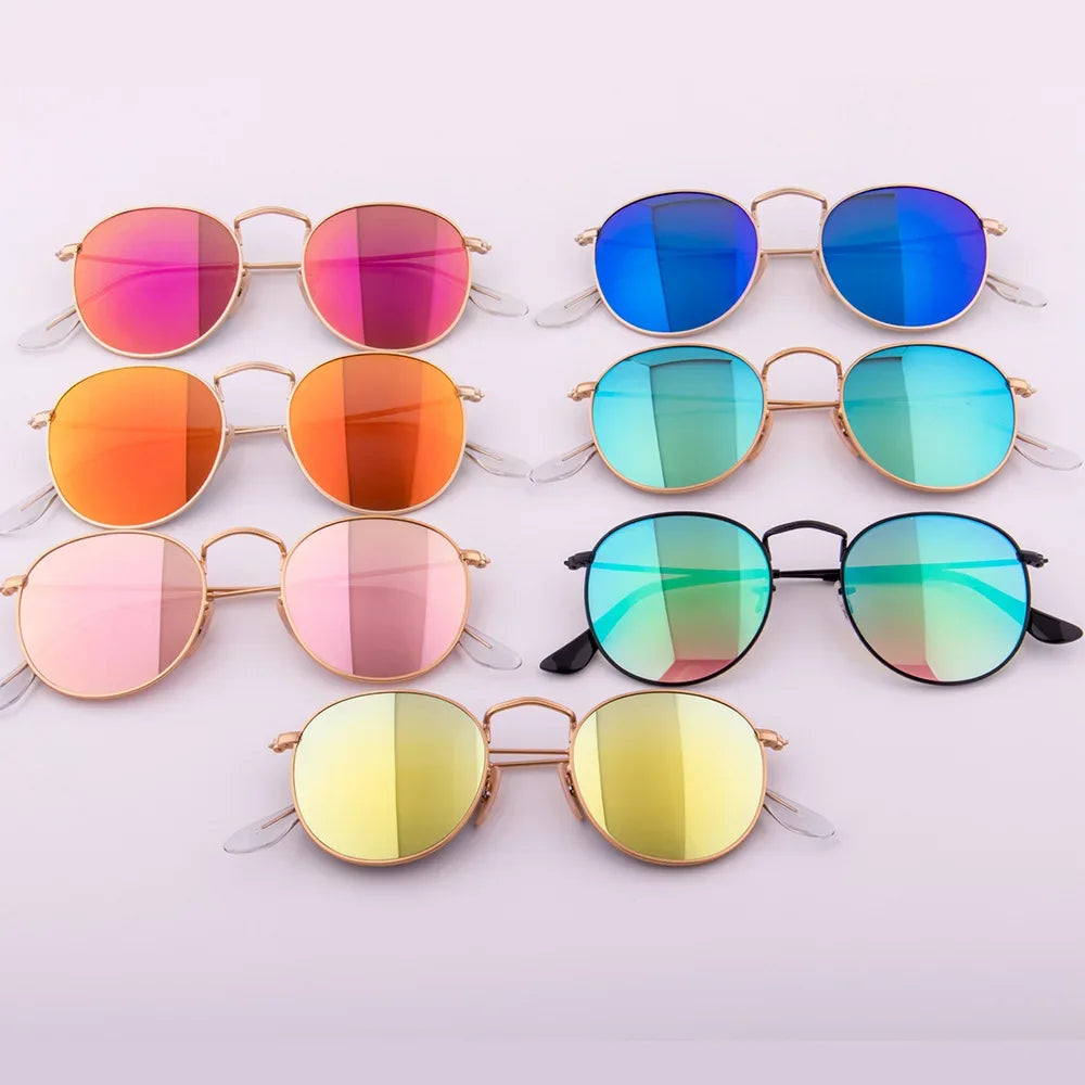 Fashion Sunglasses Men Women Eyeglasses Goggles Eyewear Shades Top Quality Round Metal Glass Lenses UV400 Sun Glasses - Evallys.com