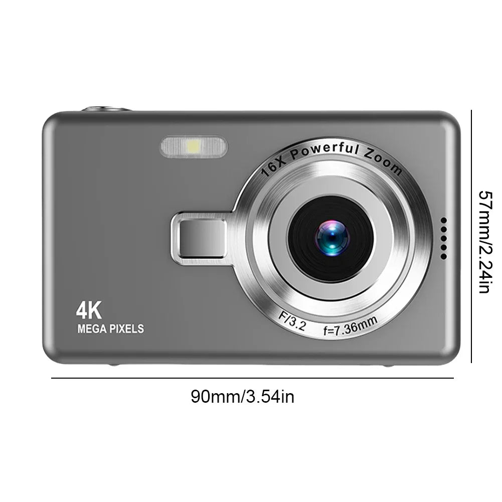 4K HD 1080P Digital Camera 96MP Autofocus Vlogging Camera 2.4 Inch IPS Screen Portable Vlogging Camera for Kids Adults Beginners - Evallys.com
