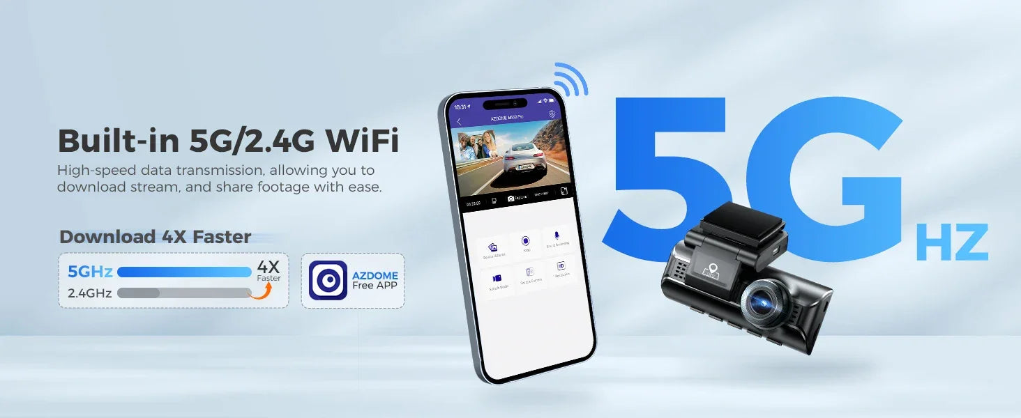 Upgrade AZDOME M550 Pro Car DVR Dash Cam 4K 5.8Ghz WiFi 2/3 Cameras Front/Cabin/Rear Cam GPS Night Vision Parking Monitor داش كا - Evallys.com