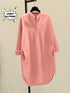 Elegant Cotton Linen Women’s Mid-Length Shirt – Casual Commuter Style - Evallys.com
