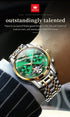 OLEVS Men's Watches Automatic Mechanical Business Wristwatch Waterproof Stainless Steel Strap Watch for Man Skeleton Calendar - Evallys.com