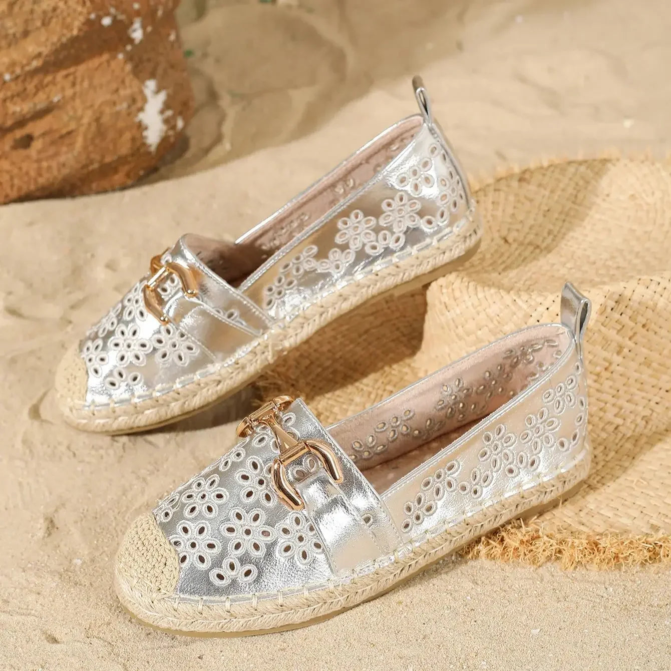 Women’s Round Toe Platform Flats – Woven Espadrilles for Casual Wear - Evallys.com