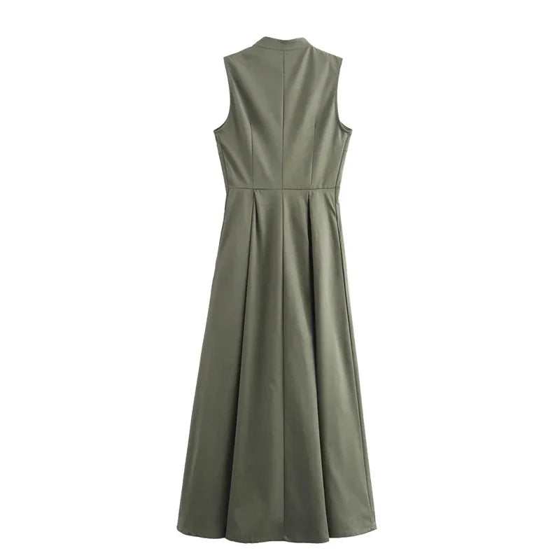 TRAF Sleeveless Bodycon Midi Dress – Elegant Summer Party Dress - Evallys.com