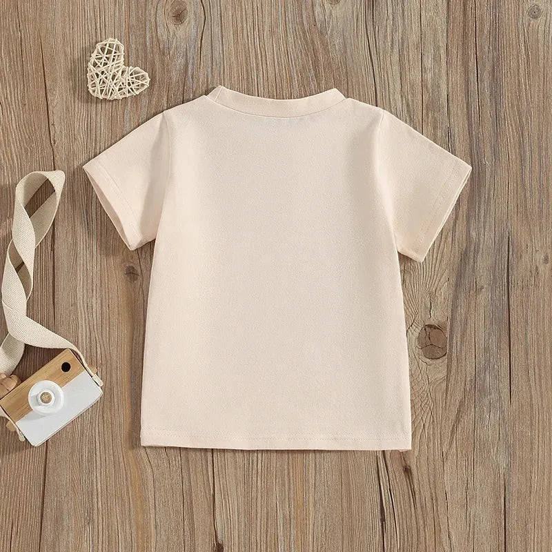 2024-04-05 Lioraitiin Summer Kids Girls Birthday T-Shirts Letter Print O-Neck Short Sleeve Birthday Shirts Casual Toddler Tops - Evallys.com