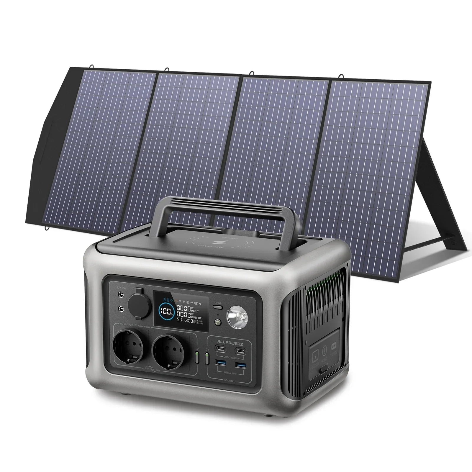 ALLPOWERS R600 Solar Generator with Solar Panel included, 600W 299Wh LiFePO4 Portable Power Station with Solar Charger for Camp - Evallys.com