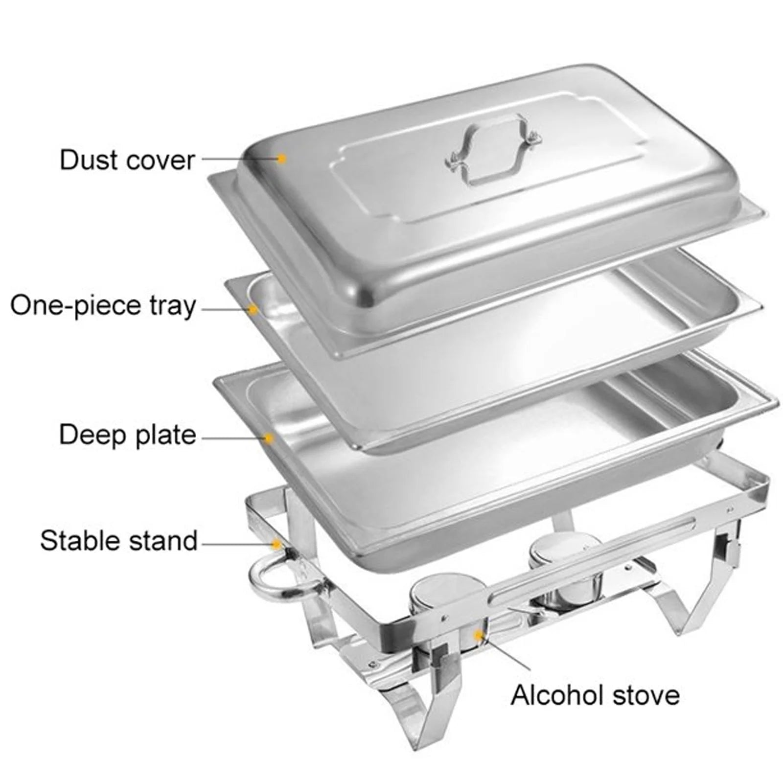 Chafing Dish Buffet Set 8QT Electric Stainless Steel 2/4/ Pack Full Size Pans Food Warmer Chafing Fuel Holder for Party Catering