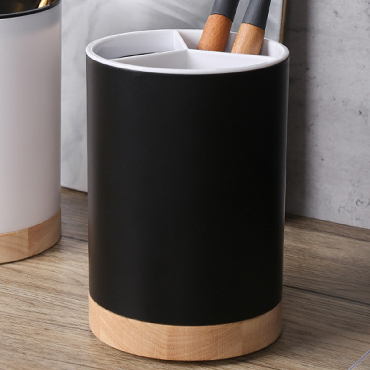 Kitchen Tableware Storage Bucket Utensil Holder Cutlery Drainer Plastic Chopstick Spoon Storage Rack Detachable 3 Divided