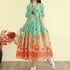 Retro Cotton Linen Dress – Summer Print Loose Long Maxi Dress - Evallys.com
