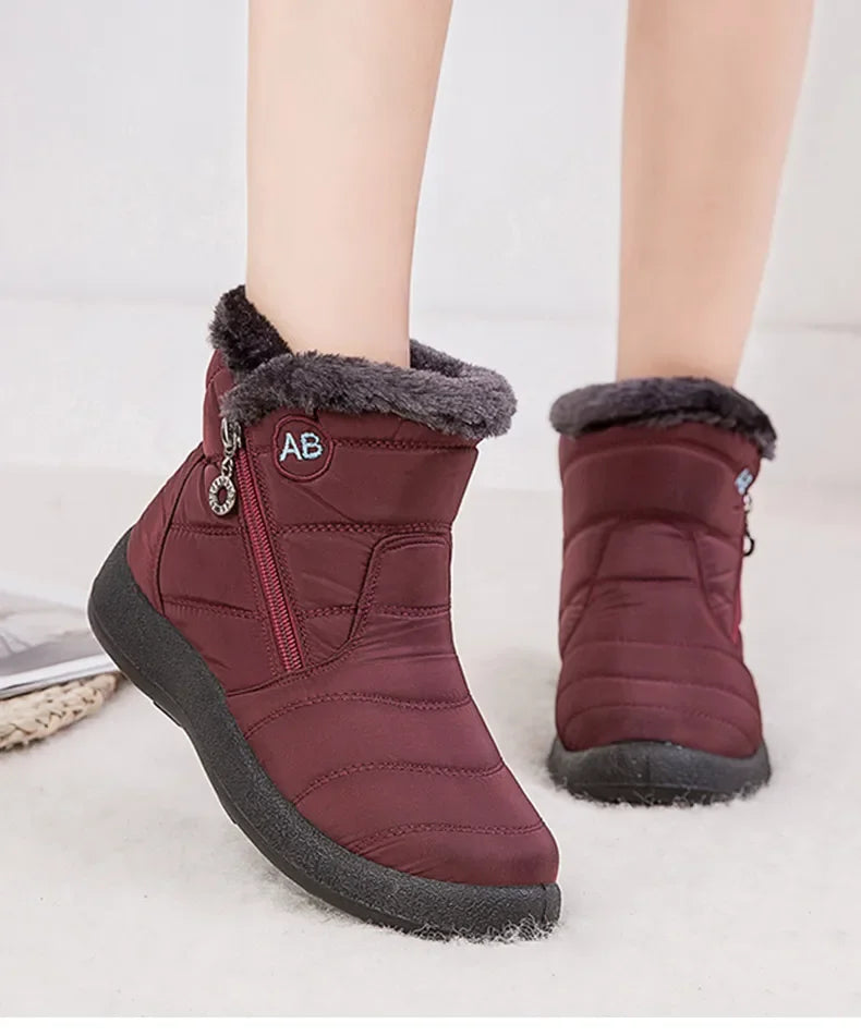 Women's Boots Women's Ankle Boots With Fur Winter Shoes Women Low Heels Winter Boots Snow Waterproof Botas Mujer Winter Footwear - Evallys.com