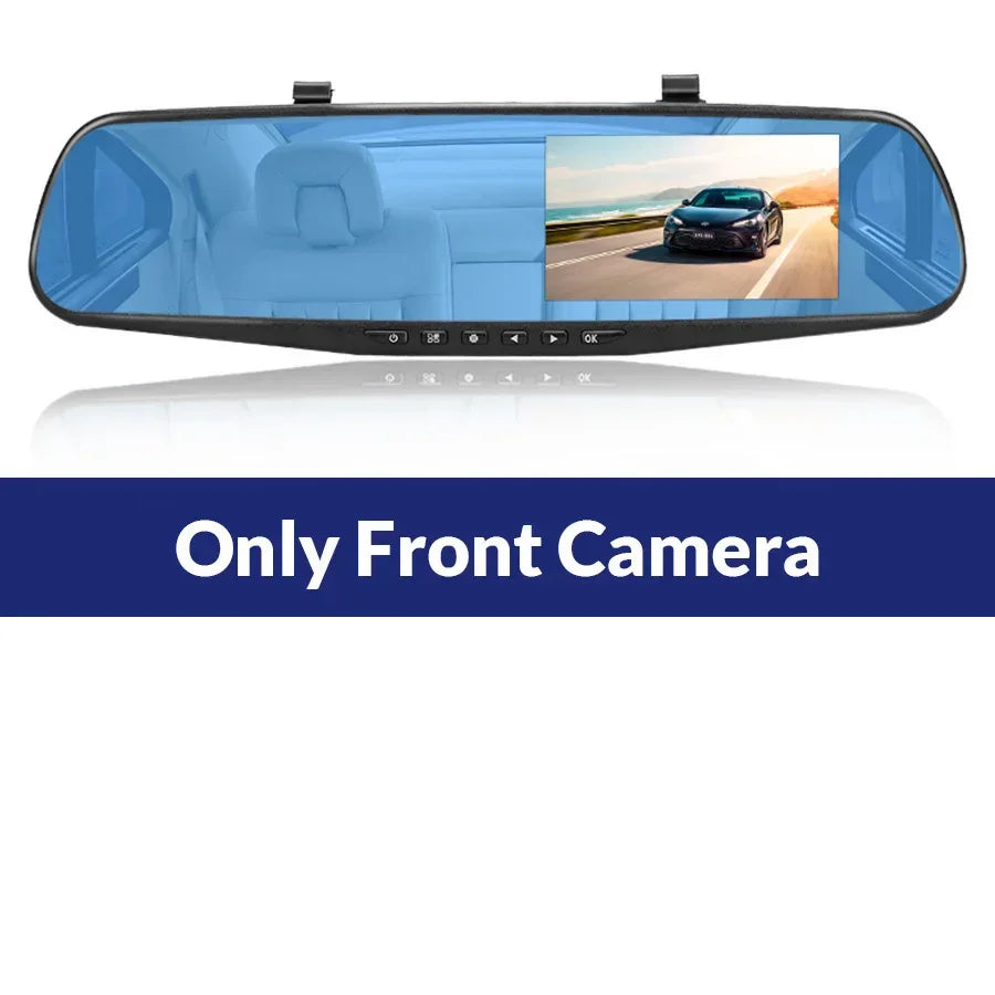 Dashcam 4.3Inch 1080P IPS Car DVR Driving Recorder Rearview Mirror Dual Lens Car Recorder Front and Rear Black Box - Evallys.com