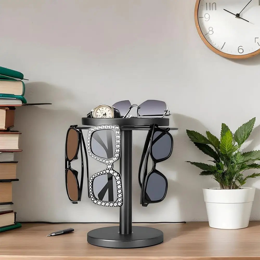 Sunglasses Holder Organizer 360Rotatable Stainless Steel Eyeglasses Display Stand Eyewear Storage Rack For Desk Dresser