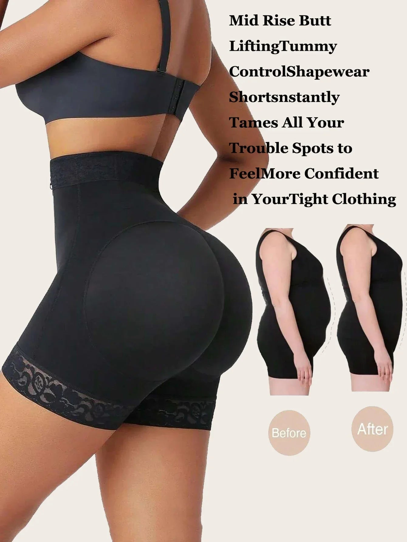Lace Trim Sculpting Panties – Breathable Butt Lifting Shapewear - Evallys.com