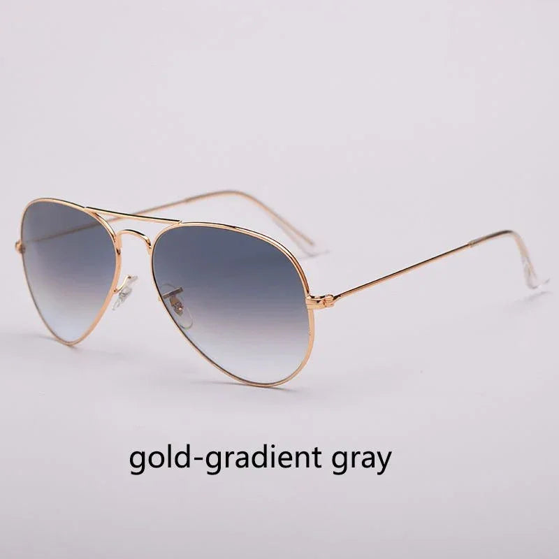 Top Quality Real Glass Lenses Men Women Sunglasses Brand Fashion Pilot Metal Frame Classic Style Outdoor UV400 Sun Glasses - Evallys.com