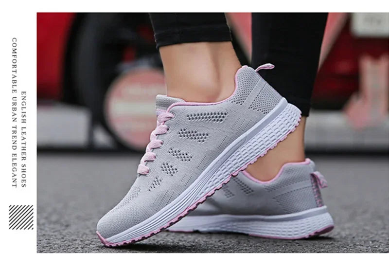 Women Casual Shoes Fashion Breathable Walking Mesh Flat Shoes Sneakers Women 2021 Gym Vulcanized Shoes White Female Footwear - Evallys.com
