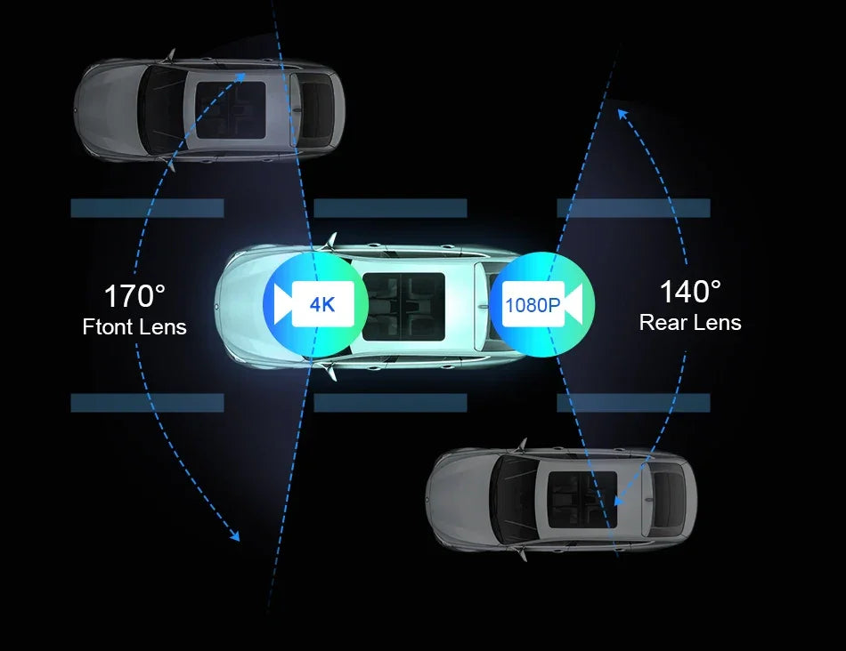 11.26 inch Car DVR 4K Dash Cam Dual Lens Wireless Carplay & Android Auto Video Recorder Monitor GPS Navigation 5G Wifi FM AUX - Evallys.com