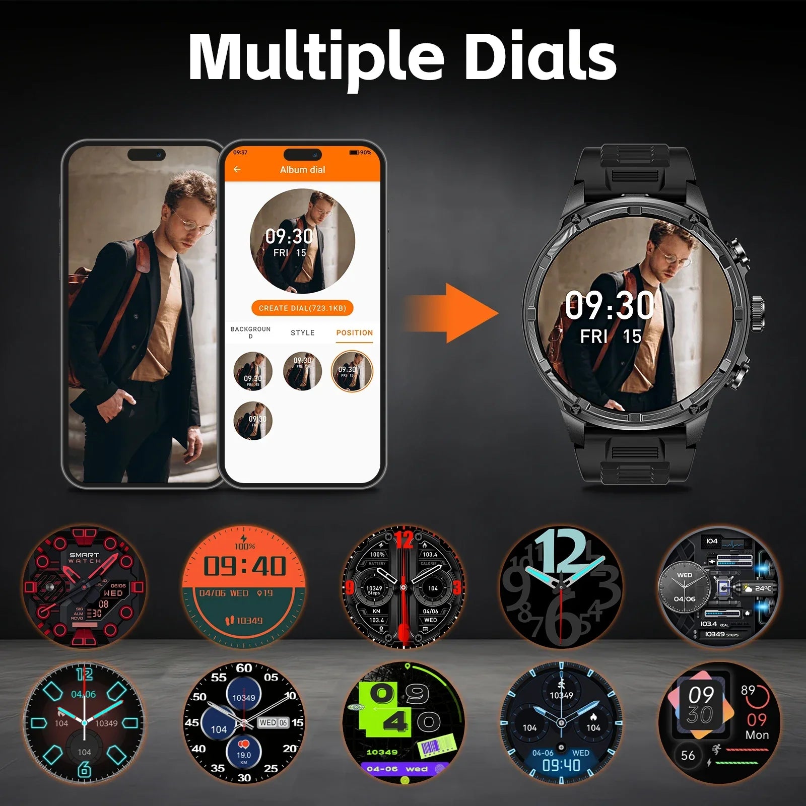 LaNikar New Military Smart Watches for Men 1.85”HD Rugged Smart Watch 710mAh Battery 100+ Sports Modes Heart Rate Sleep Monitor - Evallys.com