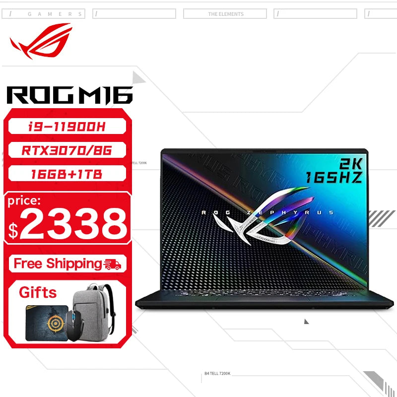 ASUS ROG Flow X16 Gaming Laptop 12th Intel Core i9 12900H 32G RAM 1T SSD RTX3080Ti-16GB 2.5K Screen 165Hz 16Inch E-sports Comput - Evallys.com # #