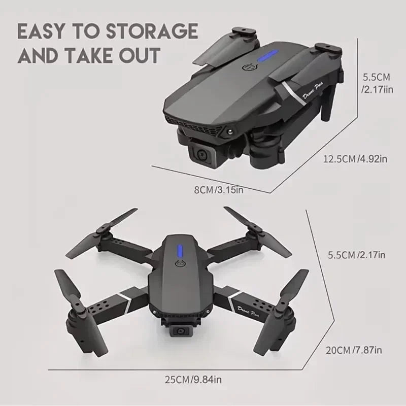2024 E88Pro RC Drone 4K Professinal With 3 Battery 1080P Wide Angle HD Camera Foldable Helicopter WIFI FPV Height Hold Gift Toy - Evallys.com