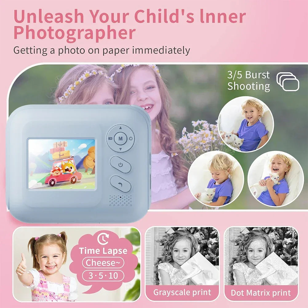 1080P Instant Print Camera Type-C Charging Instant Photo Printing Camera Portable Digital Camera for Girls Boys Birthday Gifts - Evallys.com