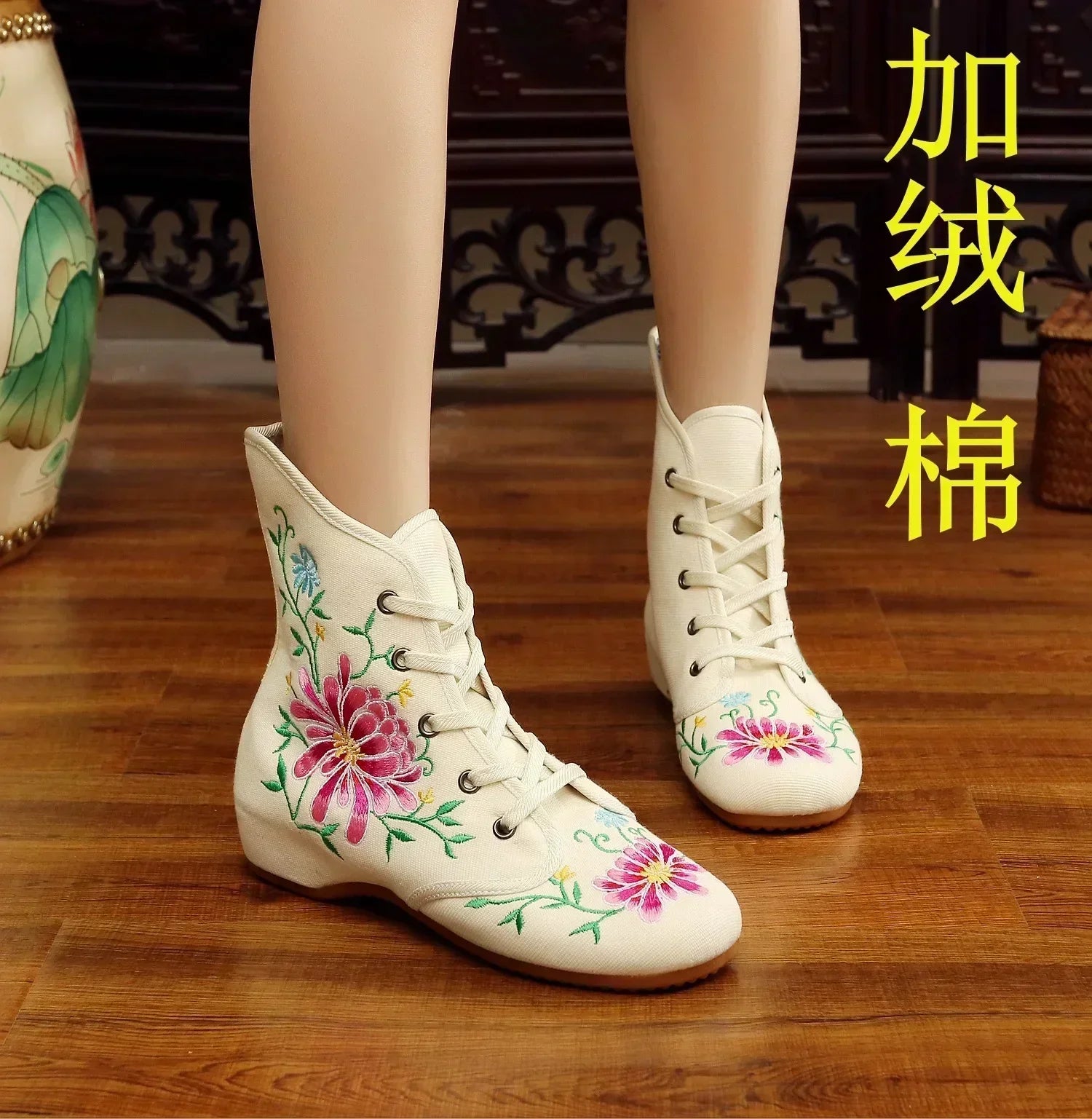 Women’s Ethnic Embroidery Shoes – Vintage Hanfu Canvas Sneakers - Evallys.com