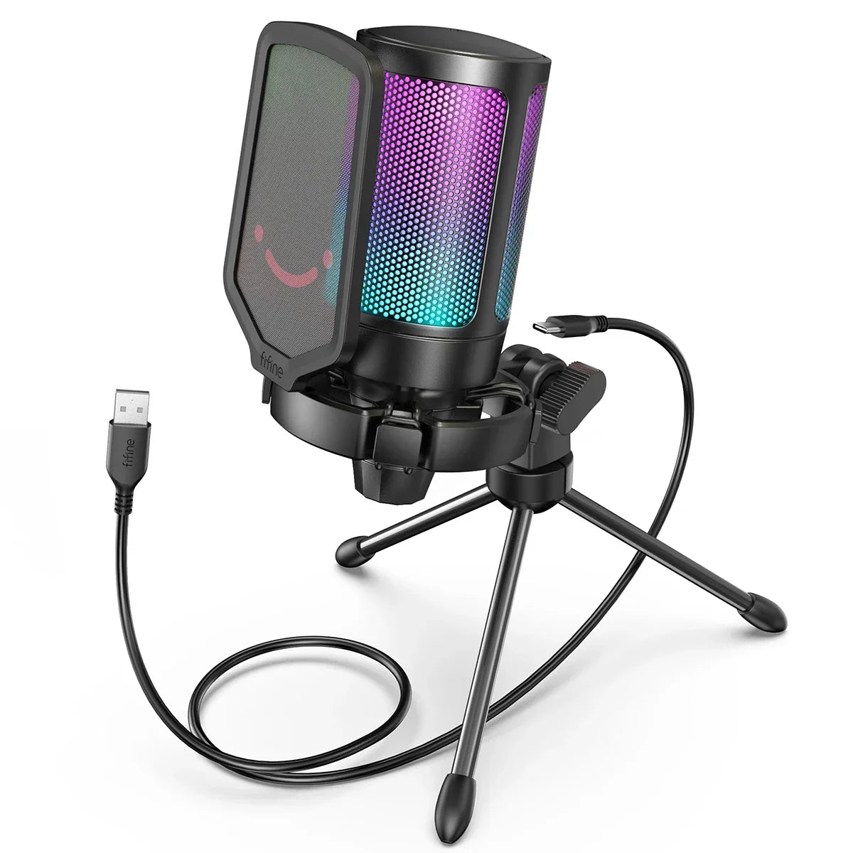 FIFINE Ampligame USB Microphone for Gaming Streaming with Pop Filter Shock Mount&Gain Control,Condenser Mic for PC/MAC - Evallys.com