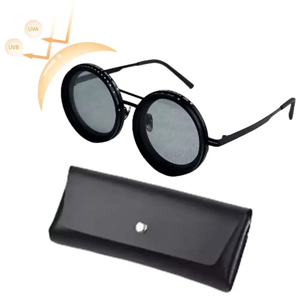 ND9 adjustable dimming sunglasses Retro Punk round men's outdoor fishing UV400 polarized driving sunglasses for Driving Fishing - Evallys.com