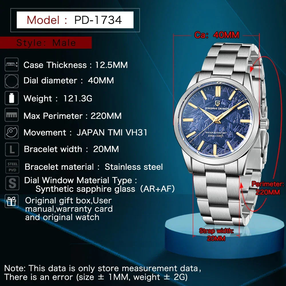 PAGANI DESIGN 2025 New 40MM Men's Quartz Watches Top Luxury Ultra thin fashion Watch For Men AR Sapphire Mirror Wrist watch - Evallys.com