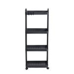 Plastic Rolling Utility Cart with Handle Storage Trolley for Office, Living Room, Kitchen, Movable Storage Organizer with Wheel