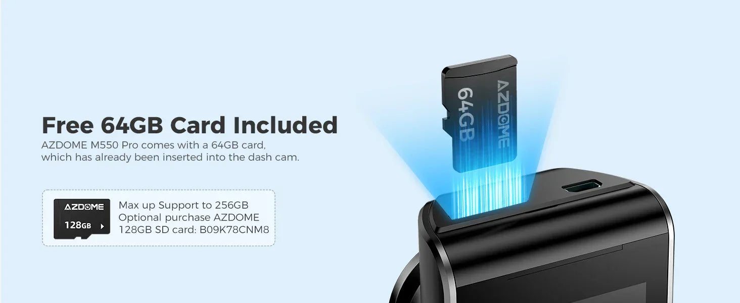 Upgrade AZDOME M550 Pro Car DVR Dash Cam 4K 5.8Ghz WiFi 2/3 Cameras Front/Cabin/Rear Cam GPS Night Vision Parking Monitor داش كا - Evallys.com