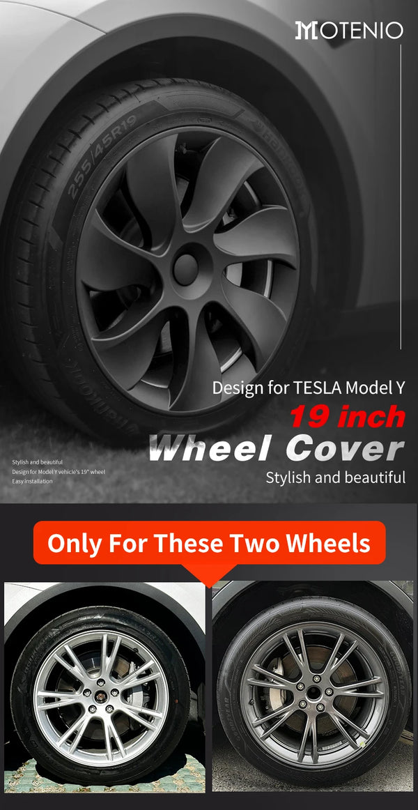 4PCS Wheel Cover For Tesla Model Y 2020-2024 19 Inch Right＆Left Hubcaps Cyclone Style Wheel Cover Replacement Accessories - Evallys.com # #