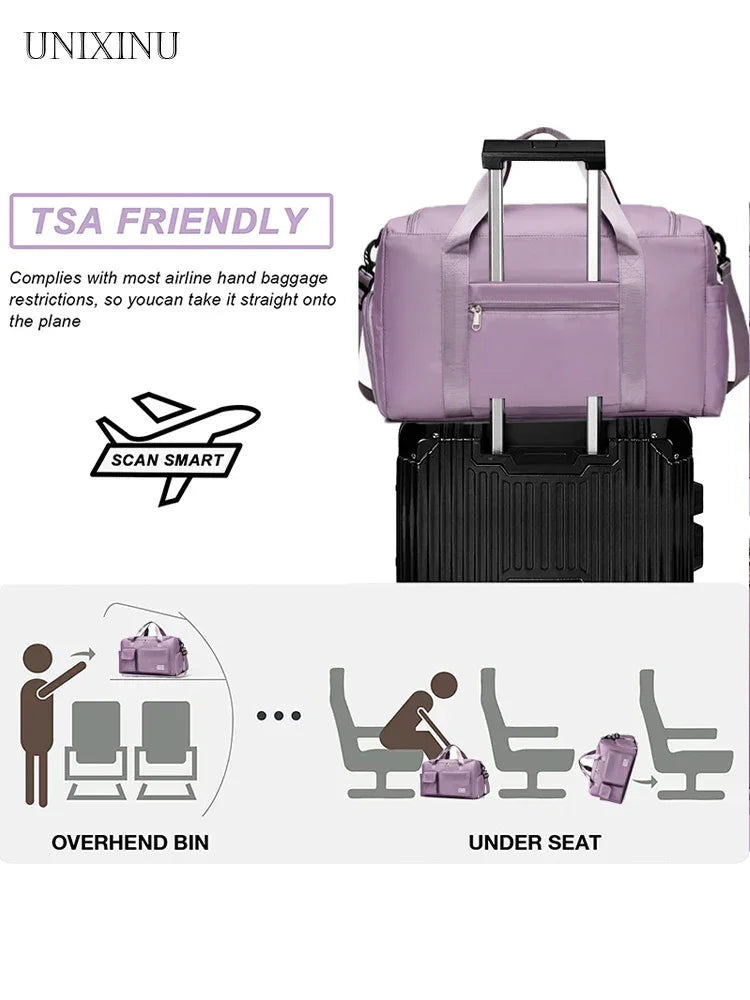 UNIXINU Carry On Travel Bag Large Capacity Weekender Overnight Duffle Bags with Shoe Compartment Sports Fitness Bags for Women - Evallys.com