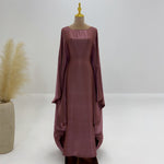 Eid Ramadan Batwing Butterfly Satin Abaya Dubai Luxury Muslim Kaftan Maxi Dress Women Kebaya Robe Caftan Marocain Femme Vestidos - Evallys.com
